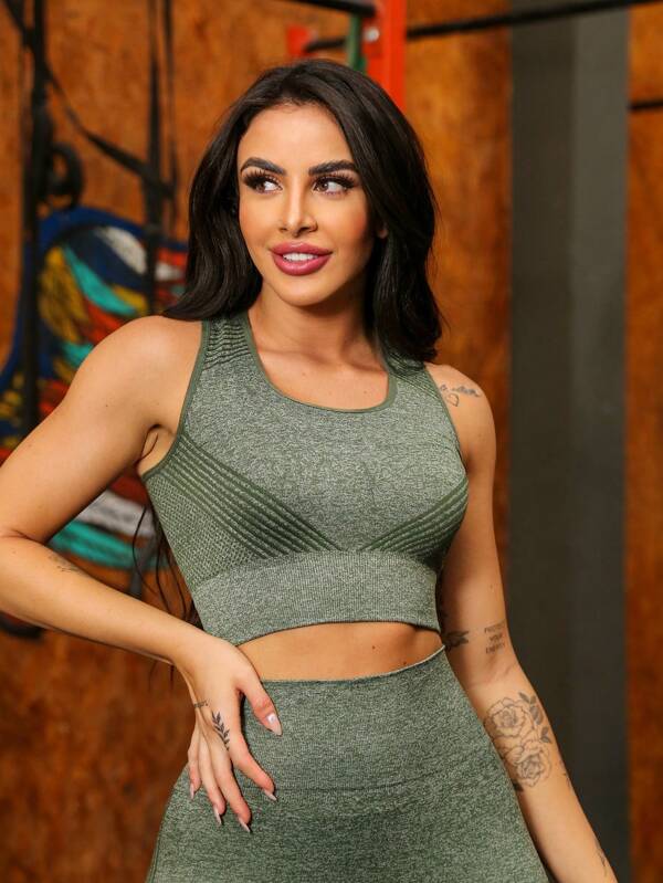Conjunto Esportiva Academia Yoga Levanta Bumbum Sem Costura Cintura Alta